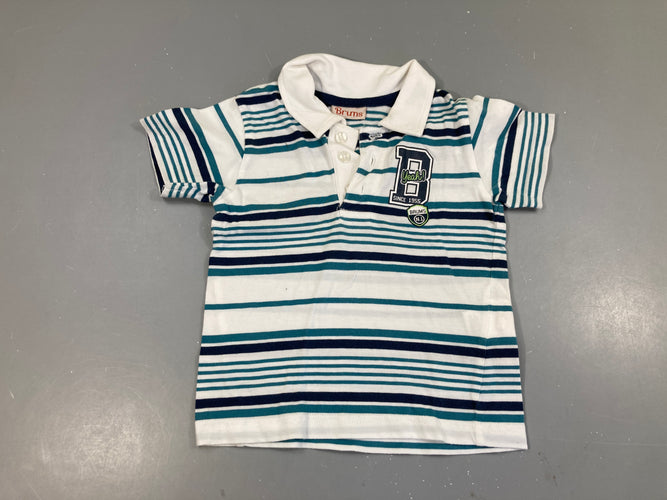Polo m.c jersey blanc rayé bleu B, moins cher chez Petit Kiwi