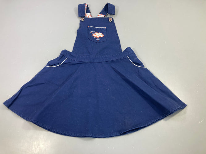 Robe salopette bleu marine brodée montgolfière, moins cher chez Petit Kiwi