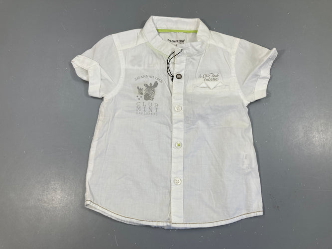 Chemise m.c blanche col mao Club Mini, moins cher chez Petit Kiwi