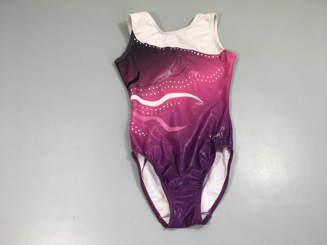 Maillot de gym/danse s.m mauve/blanc strass, Agiva, manque quelques strass, moins cher chez Petit Kiwi