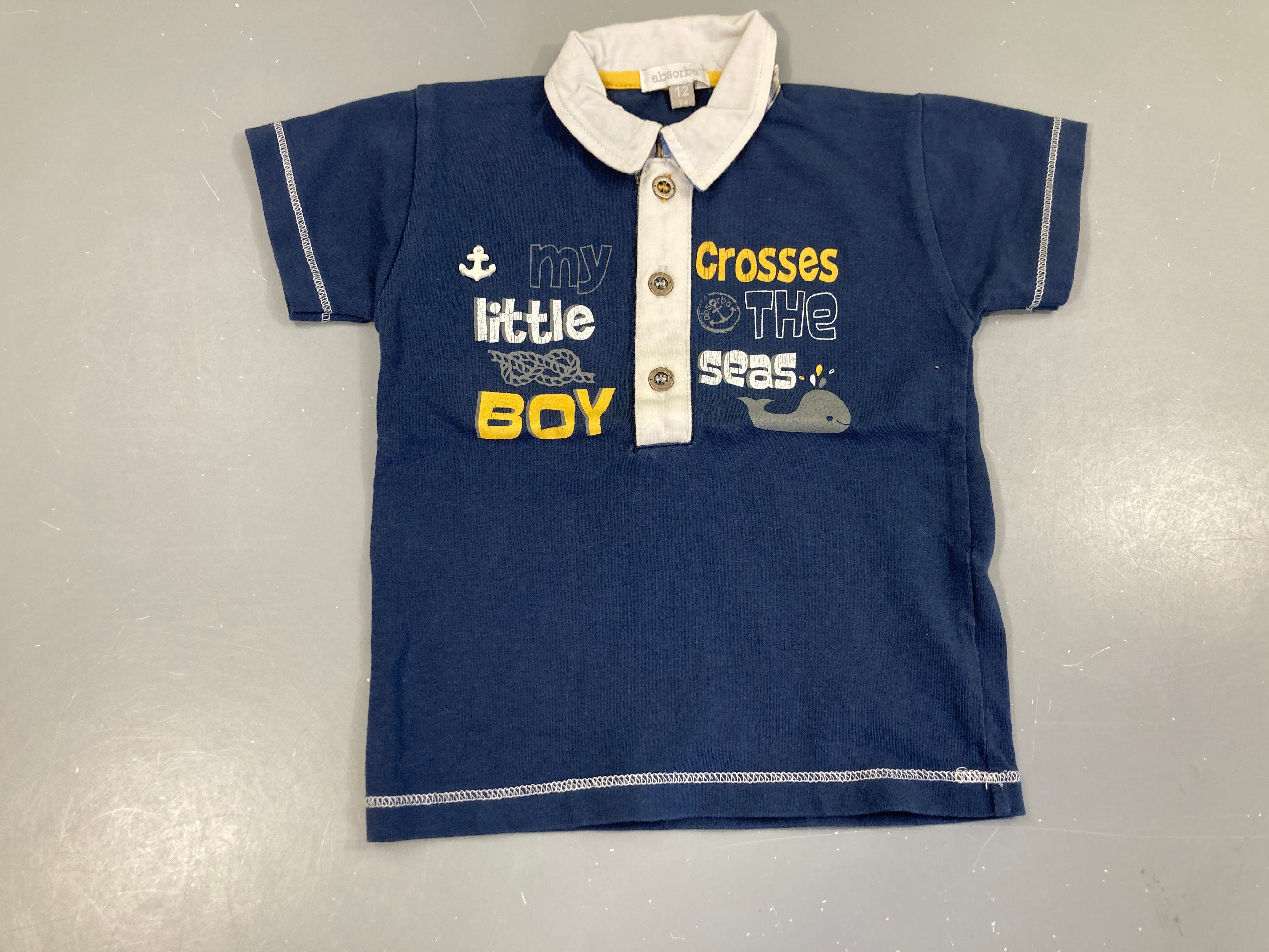 Polo m.c jersey bleu-blanc Crosses Boy