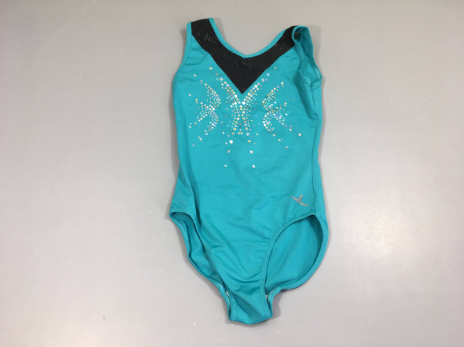 Maillot de gym/danse s.m turquoise/noir sequin, moins cher chez Petit Kiwi