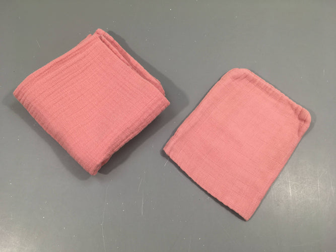 Tétra rose  (+ 1 gant de toilette légères taches), moins cher chez Petit Kiwi