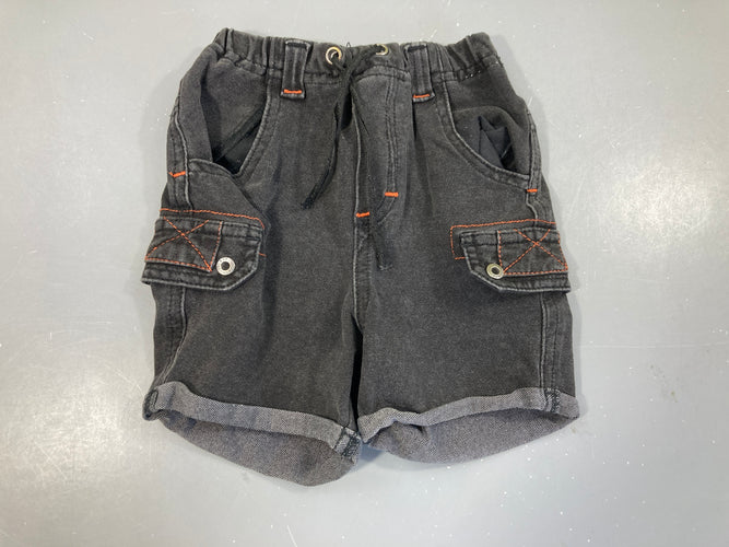 Bermuda gris foncé Denim à revers poches latérales, moins cher chez Petit Kiwi