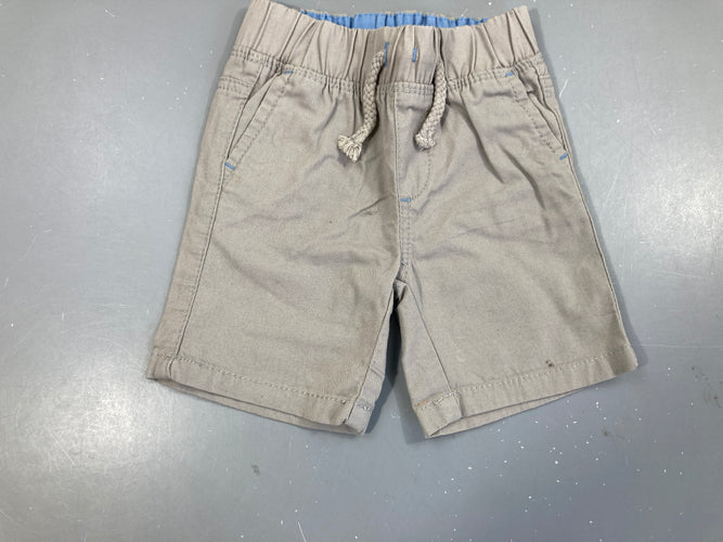 Bermuda taupe taille élastique 100%coton, moins cher chez Petit Kiwi