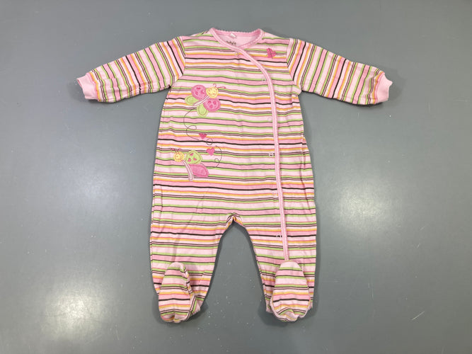 Pyjama jersey rose rayé papillon, moins cher chez Petit Kiwi