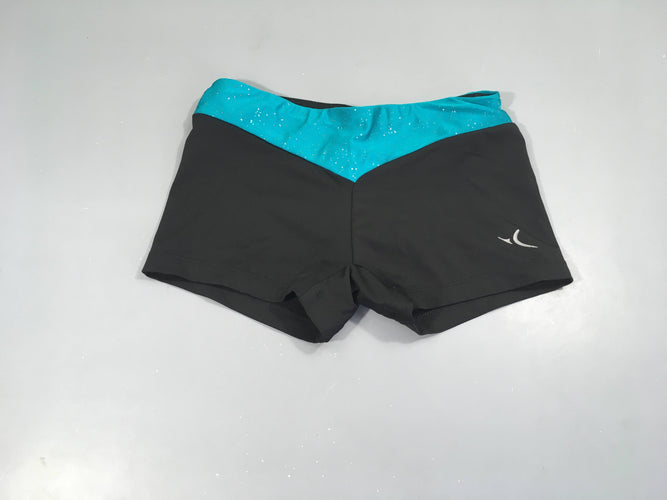 Short de danse/gym noir turquoise irisé, moins cher chez Petit Kiwi