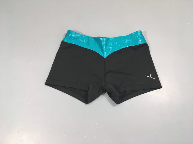 Short de danse/gym noir turquoise strass, moins cher chez Petit Kiwi