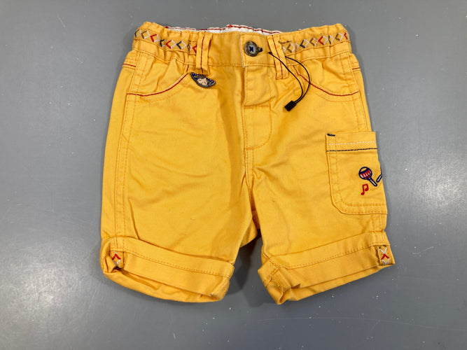 Bermuda jaune à revers poches latérales maracas, moins cher chez Petit Kiwi