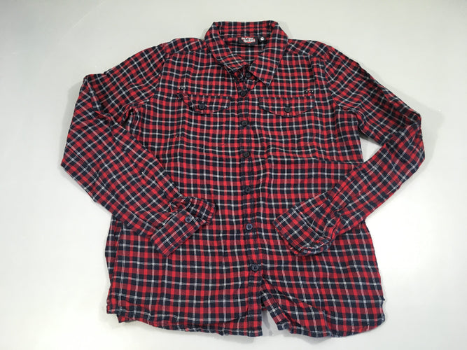 Chemise m.l flanelle à carreaux rouge/bleu marine/blanc, moins cher chez Petit Kiwi