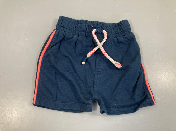 Bermuda molleton bleu foncé bandes lat.corail, moins cher chez Petit Kiwi