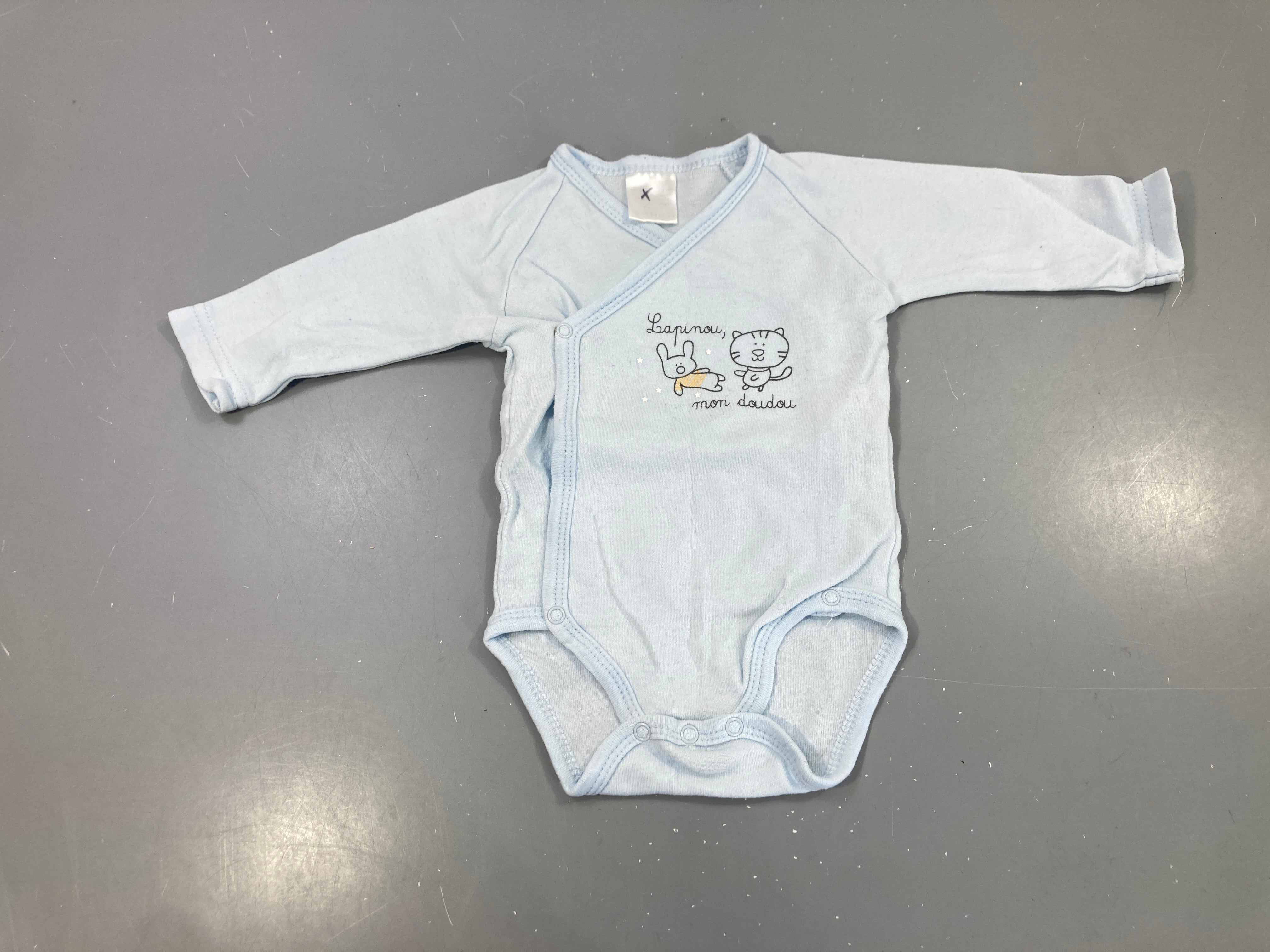 Body m.l bleu ciel imprimé lapin et chat, 