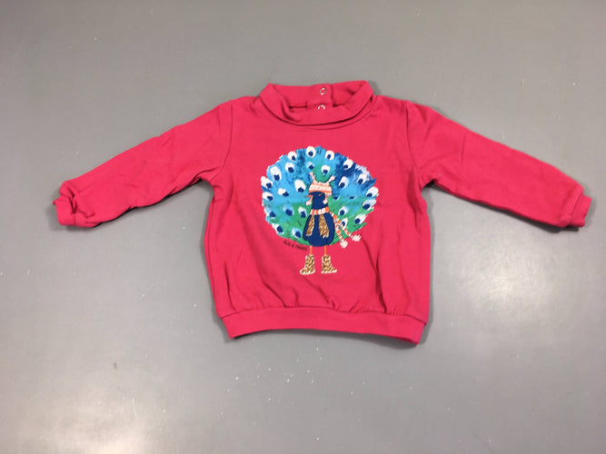 T-shirt col roulé rose paon, moins cher chez Petit Kiwi