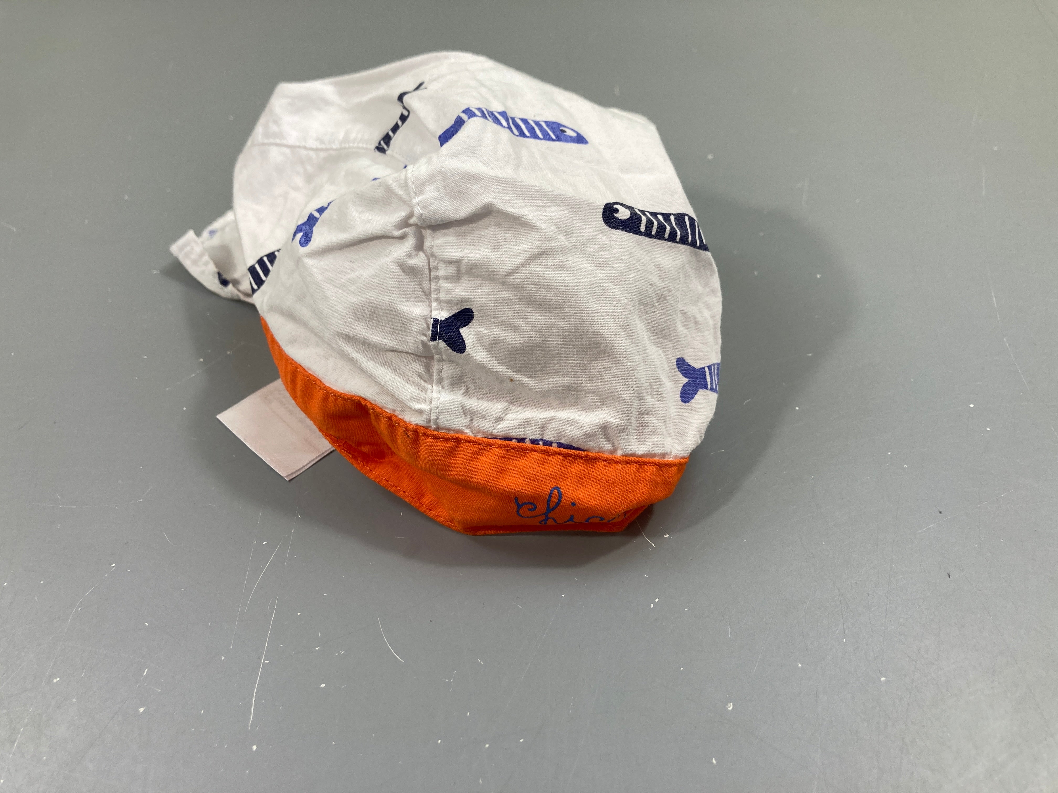 Chapeau bandana blanc-orange Poissons