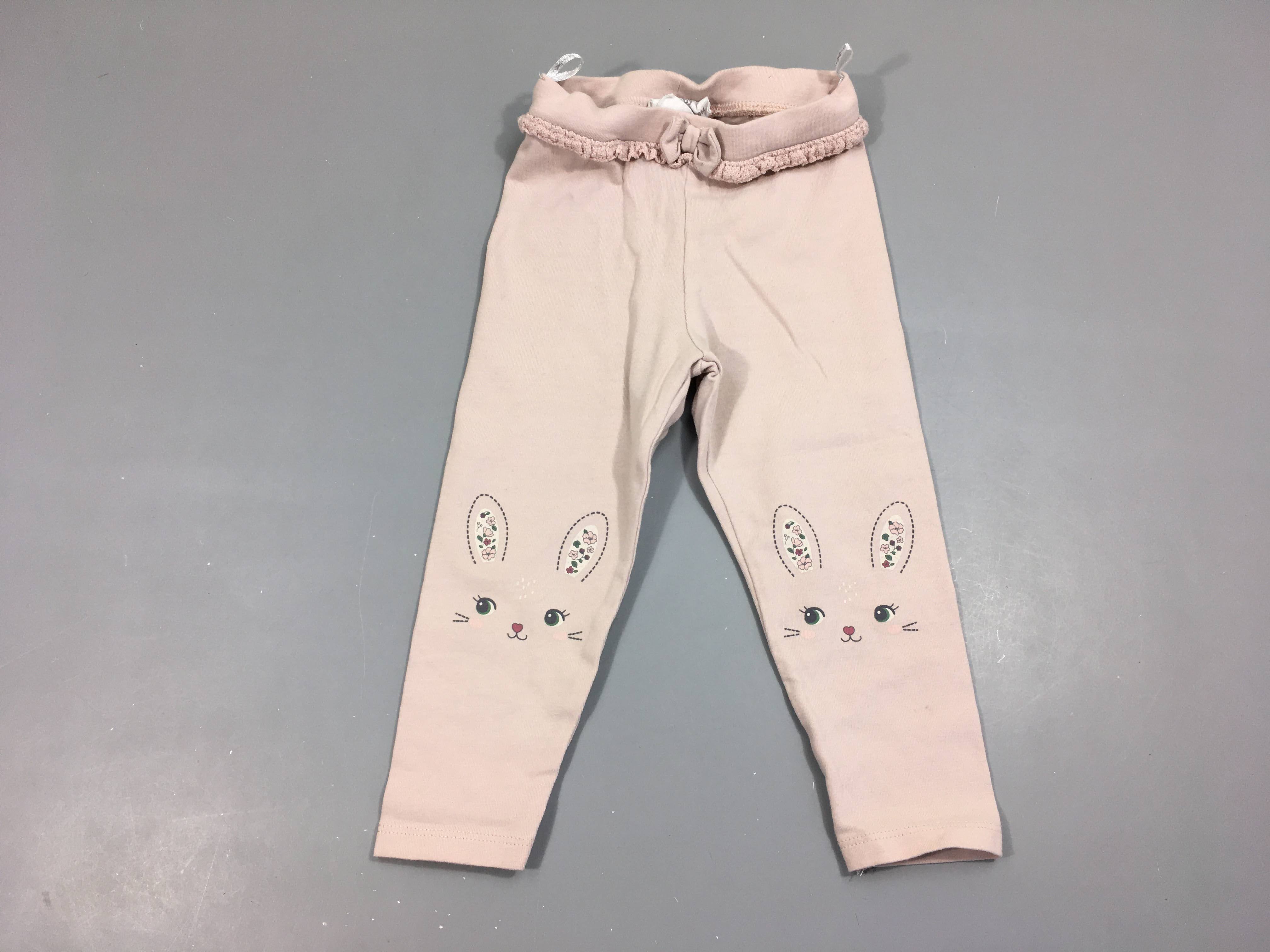 Pantalon jersey rose lapins
