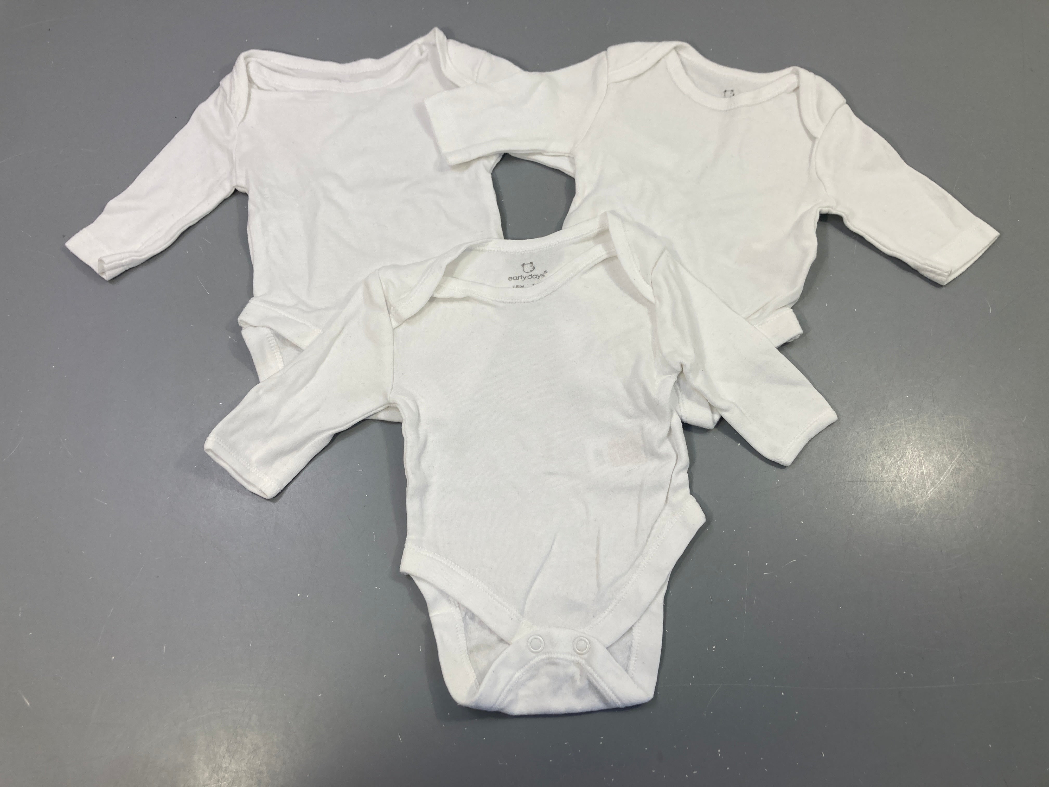 Lot de 3 bodies m.l blancs unis