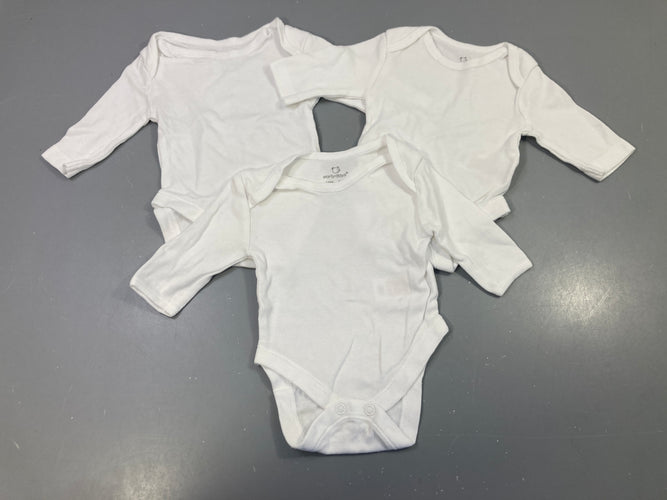 Lot de 3 bodies m.l blancs unis, moins cher chez Petit Kiwi