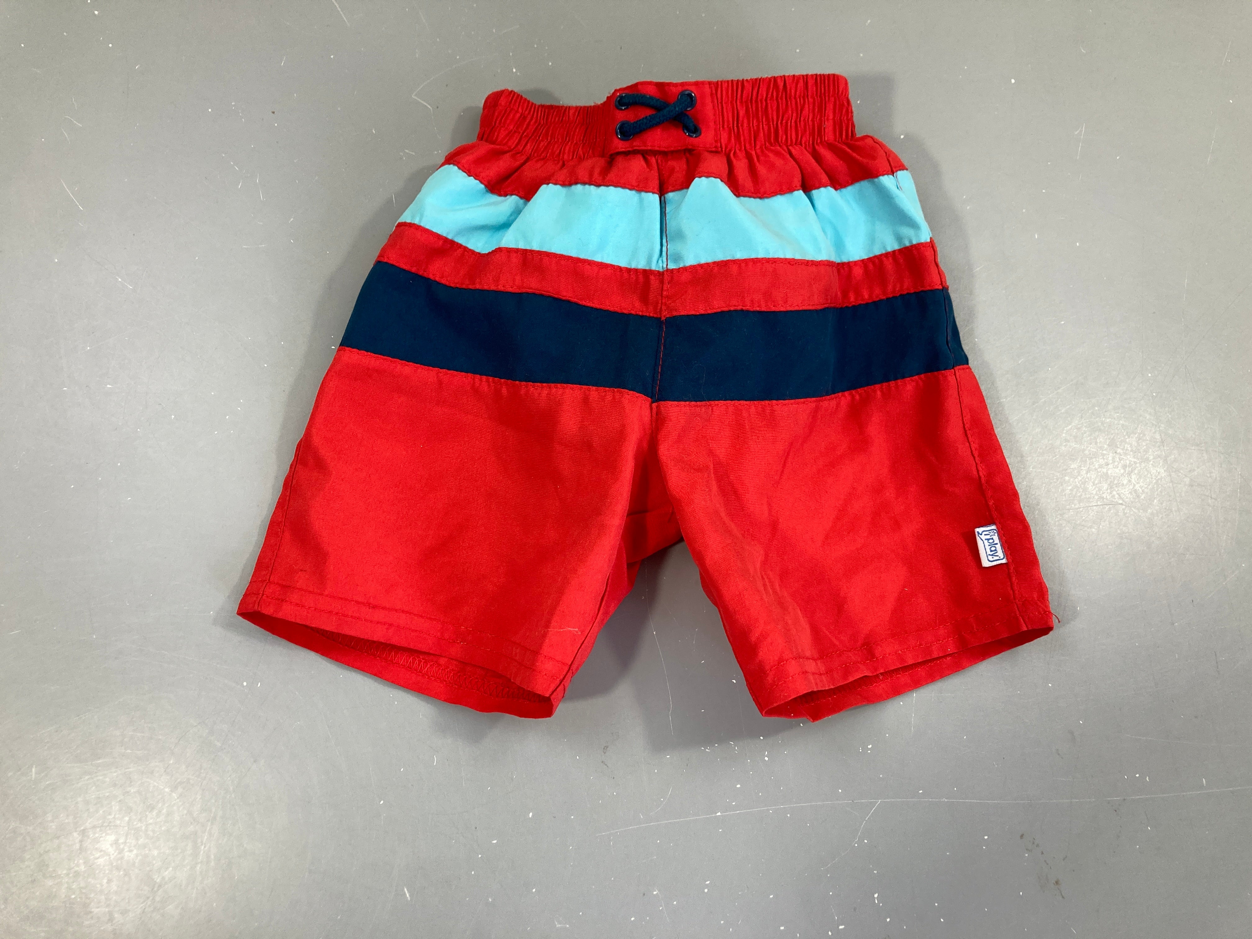 Maillot short rouge rayé bleu UPF50+
