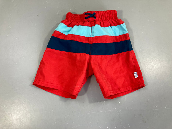 Maillot short rouge rayé bleu UPF50+, moins cher chez Petit Kiwi