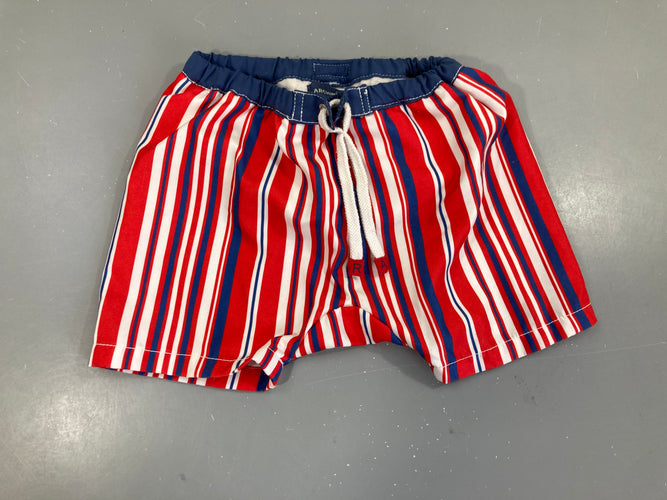 Maillot short ligné rouge-blanc-bleu, moins cher chez Petit Kiwi