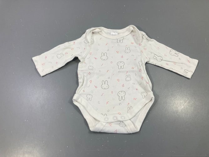 Body m.l écru imprimé lettres et lapins Miffy, moins cher chez Petit Kiwi
