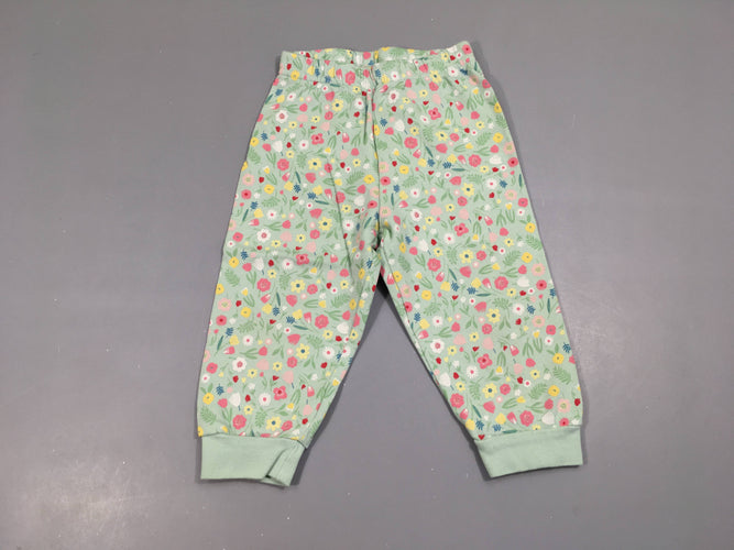 Pantalon jersey vert fleurs, moins cher chez Petit Kiwi