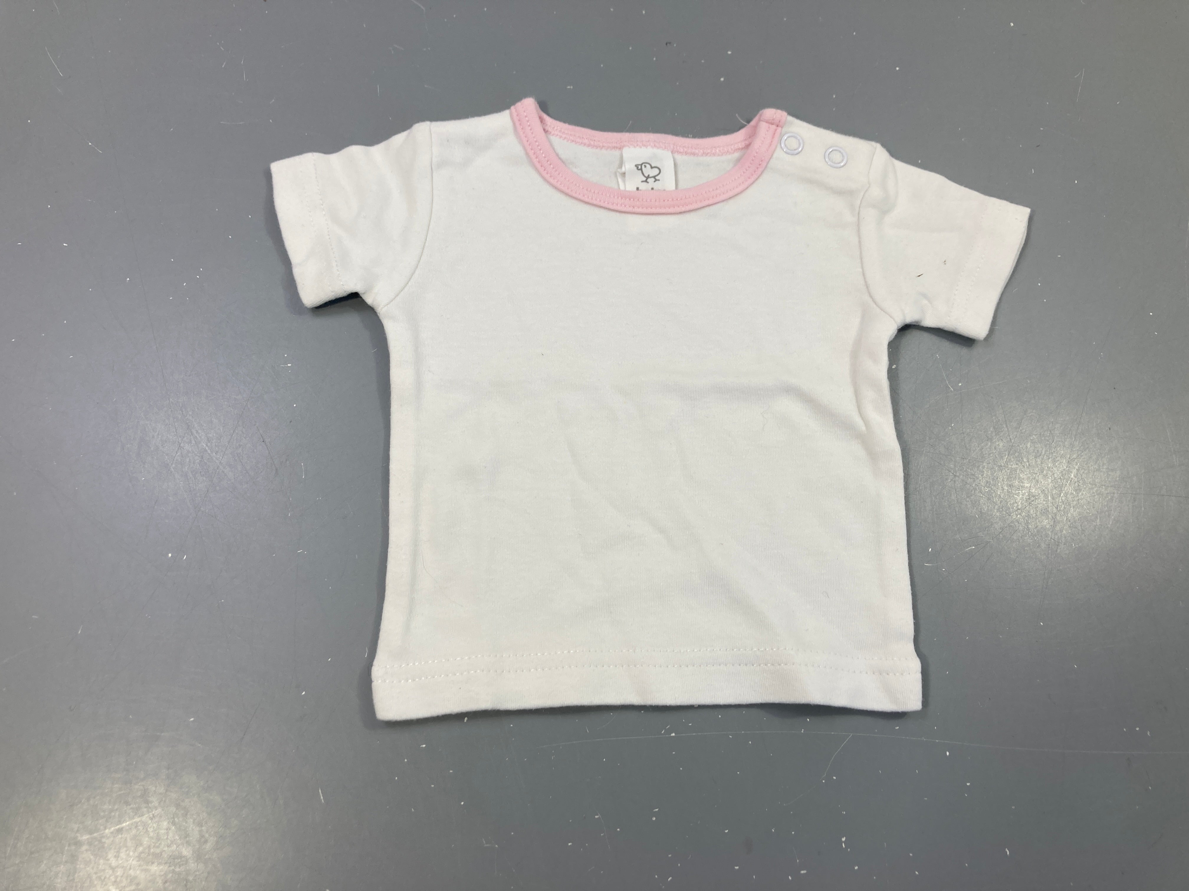 T-shirt m.c blanc bordure rose