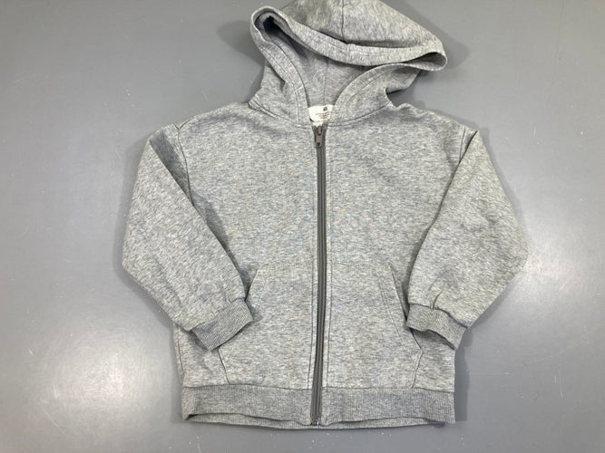 Sweat zippé à capuche gris chiné, moins cher chez Petit Kiwi