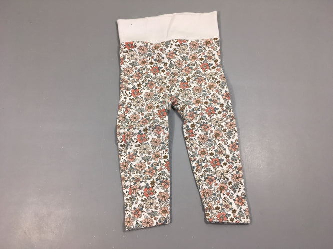 Pantalon molleton blanc fleurs, moins cher chez Petit Kiwi