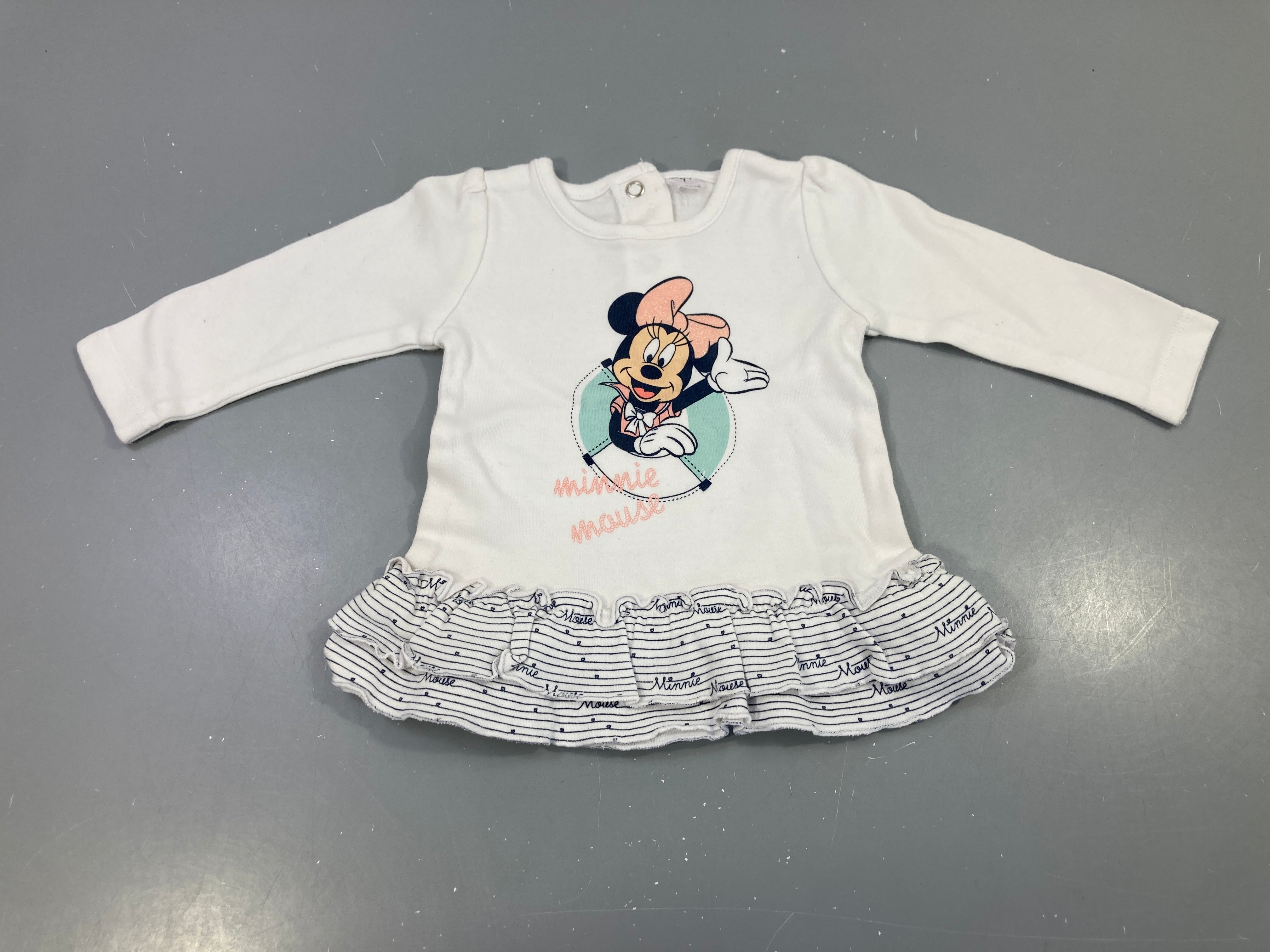 T-shirt m.l volants rayés, Minnie Mouse