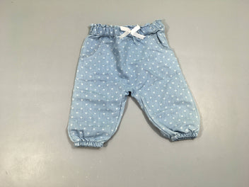 Pantalon léger denim coeurs blanc