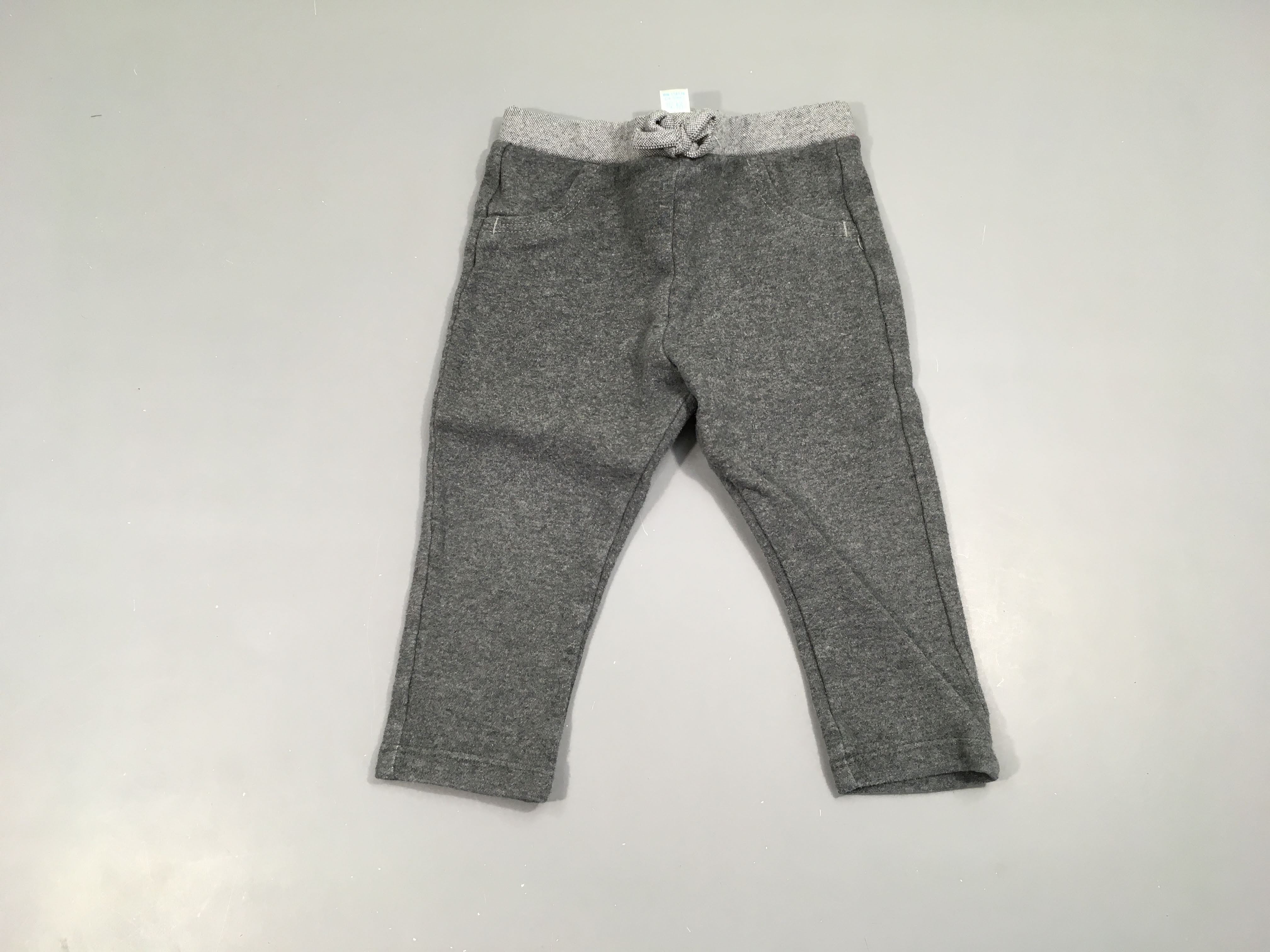 Pantalon molleton gris chiné noeud