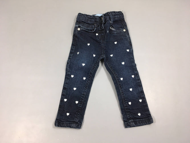 Jeans foncé coeurs brodés, moins cher chez Petit Kiwi