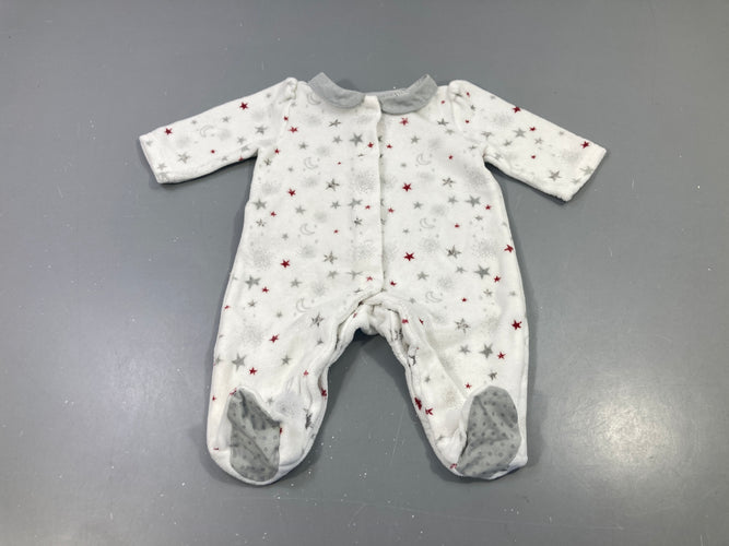 Pyjama velours blanc étoiles lune bordeaux gris, moins cher chez Petit Kiwi
