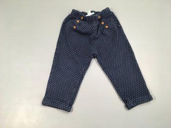 Pantalon molleton bleu foncé pois boutons, un peu bouloché