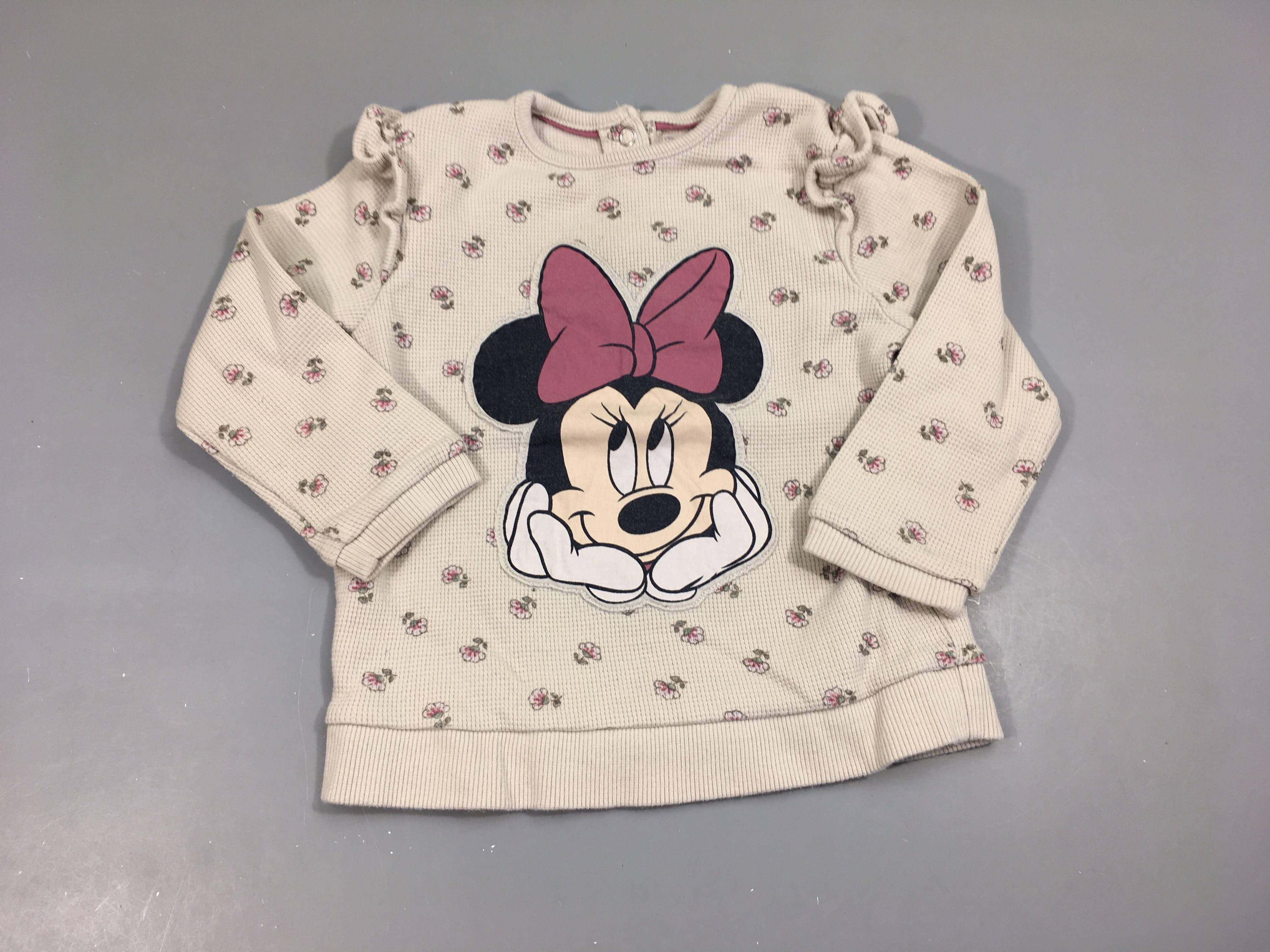 Sweat texturé gris clair Minnie, légèrement bouloché