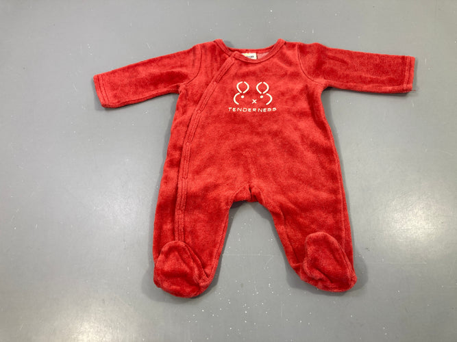 Pyjama velours rouge brodé Tenderness, moins cher chez Petit Kiwi