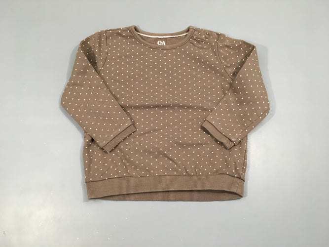Sweat brun pois rose, moins cher chez Petit Kiwi