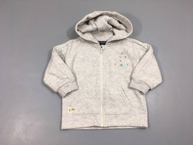 Sweat zippéà capuche gris chiné Have, moins cher chez Petit Kiwi