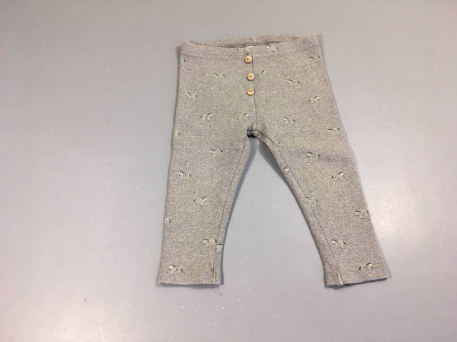 Legging gris finement côtelé zèbre, moins cher chez Petit Kiwi