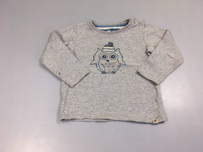 T-shirt m.l gris moucheté Hibou Légèrement bouloché, moins cher chez Petit Kiwi
