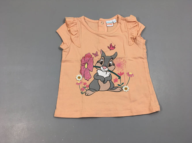 T-shirt m.c saumon Bambi froufrous, moins cher chez Petit Kiwi