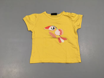 T-shirt m.c jaune oiseau sequins