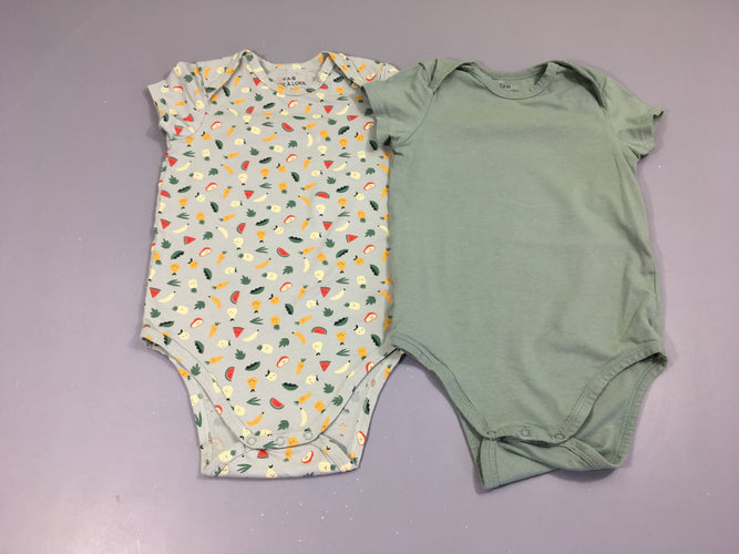 2 Bodies m.c kaki/fruits, moins cher chez Petit Kiwi