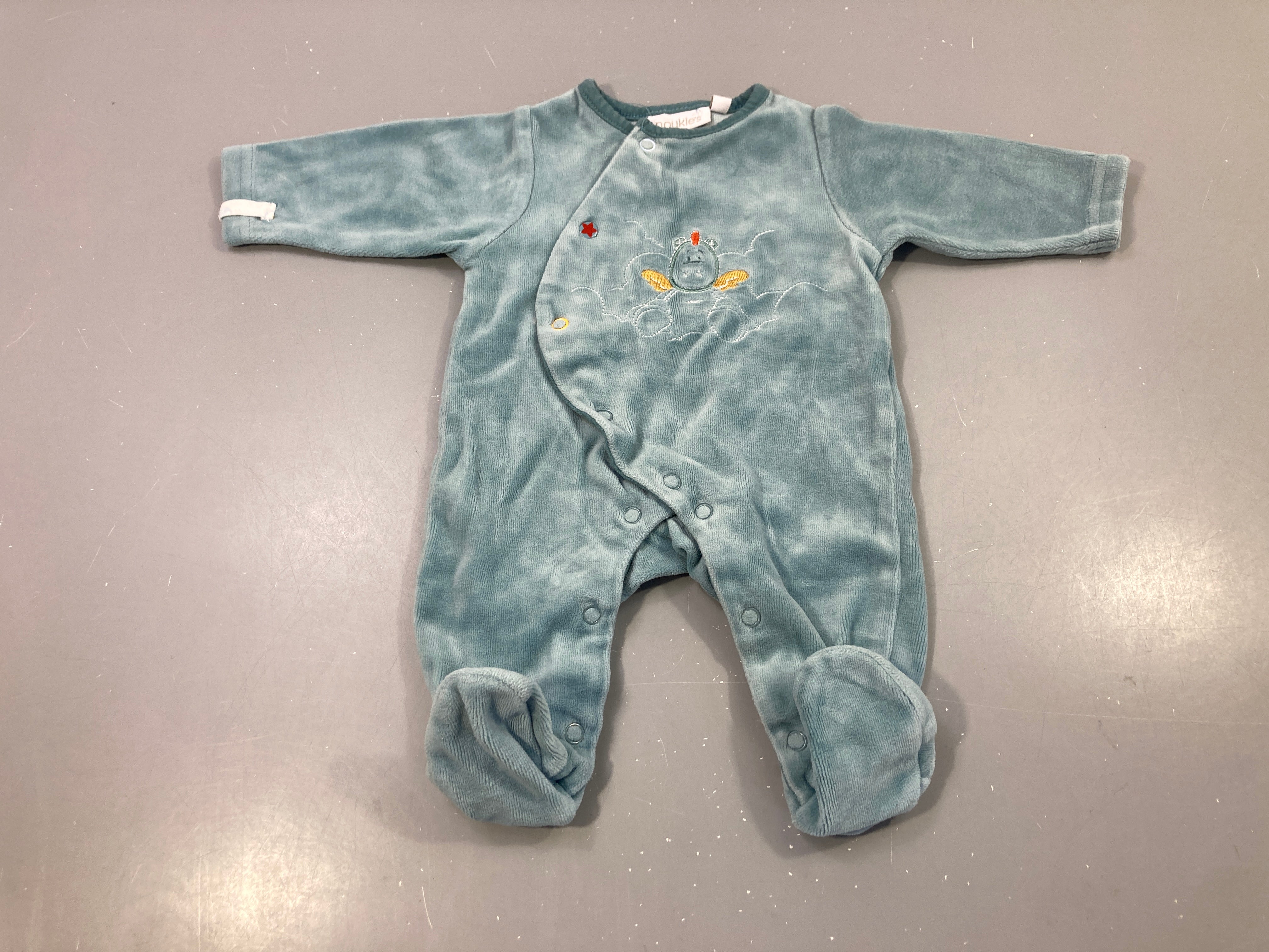 Pyjama velours bleu brodé dragon