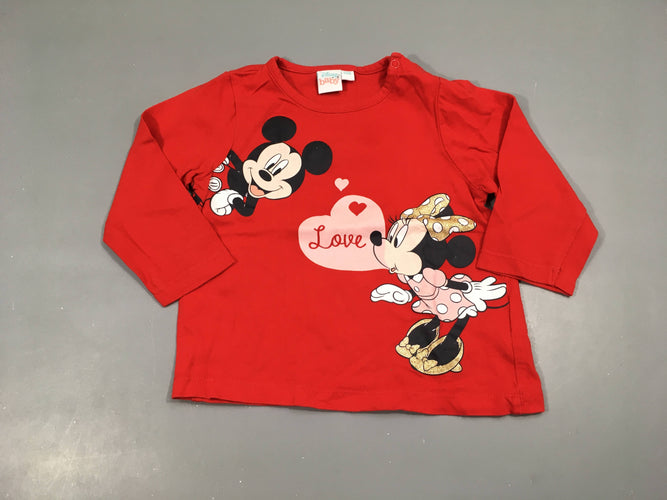 T-shirt m.l rouge Minnie, moins cher chez Petit Kiwi