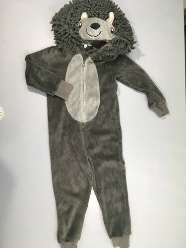 Combinaison zippée velours à capuche grise hérisson, moins cher chez Petit Kiwi