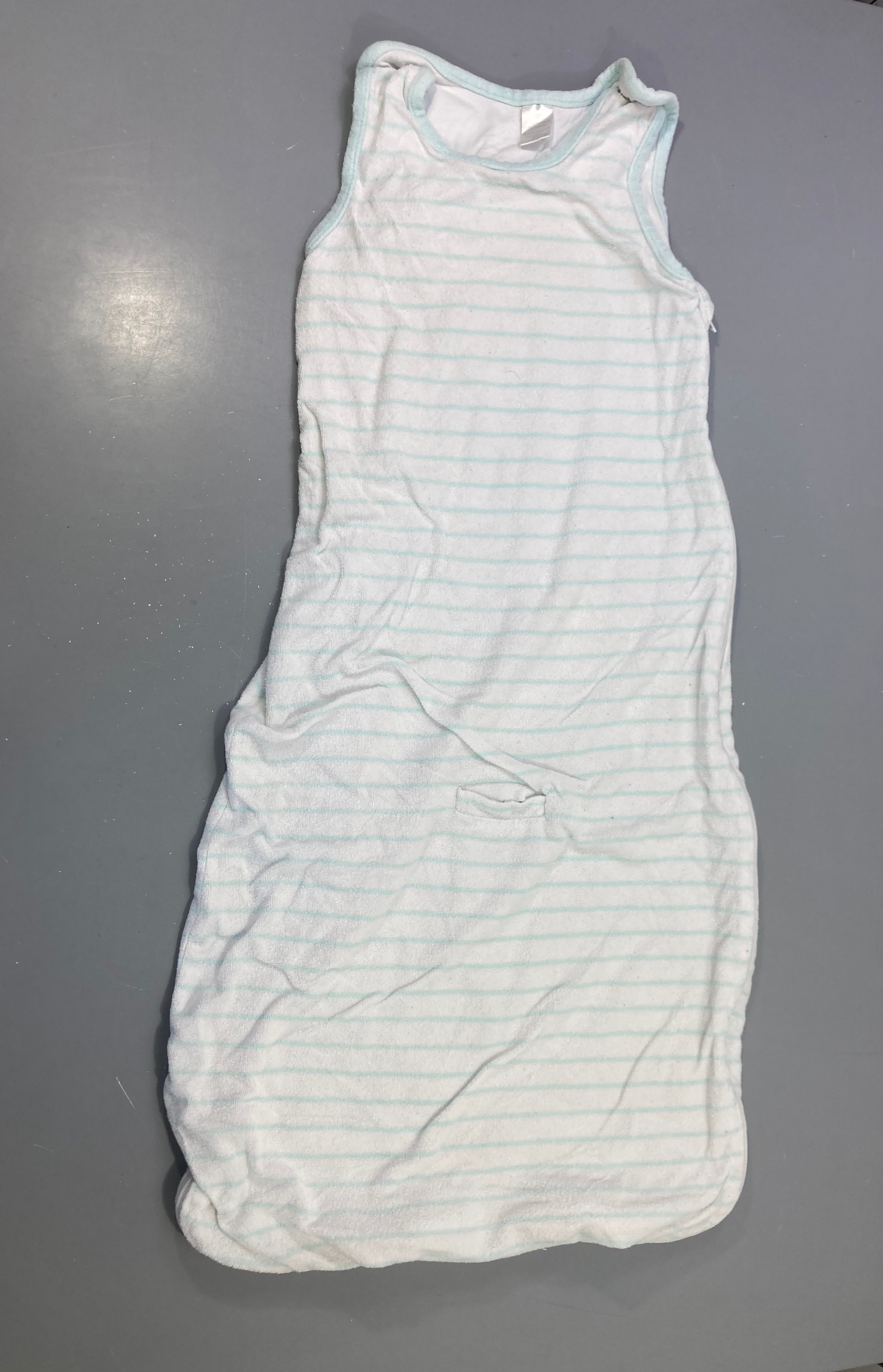 Sac de couchage s.m blanche rayée menthe, éponge, 98cm