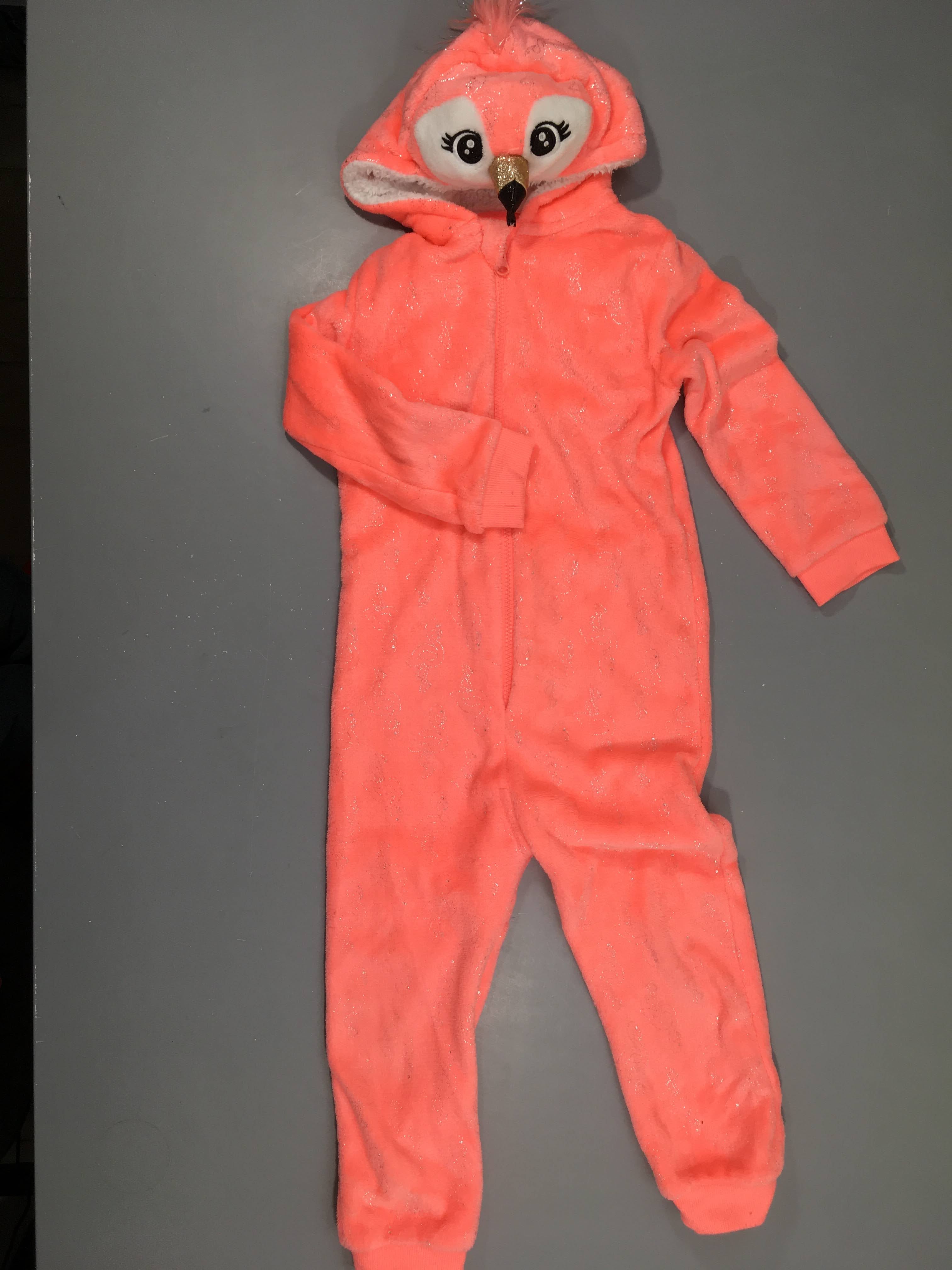 Combinaison velours à capuche flamand rose