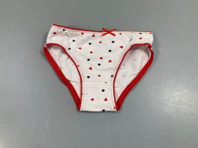 Culotte blanc/rouge petits coeurs, moins cher chez Petit Kiwi